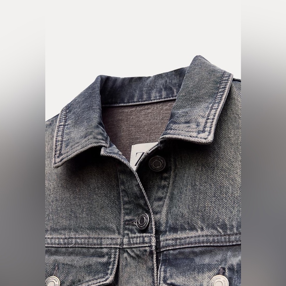 ZARA ZW Collection Denim Cotton Shirt Midi Dress Size Small Gray Wash $139 NWT - Picture 12 of 13